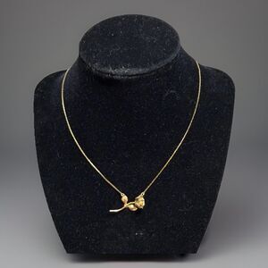 Vintage Monet Gold Tone Rose Pendant